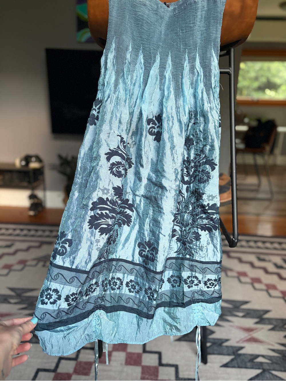 Light Blue Floral Print Maxi Skirt